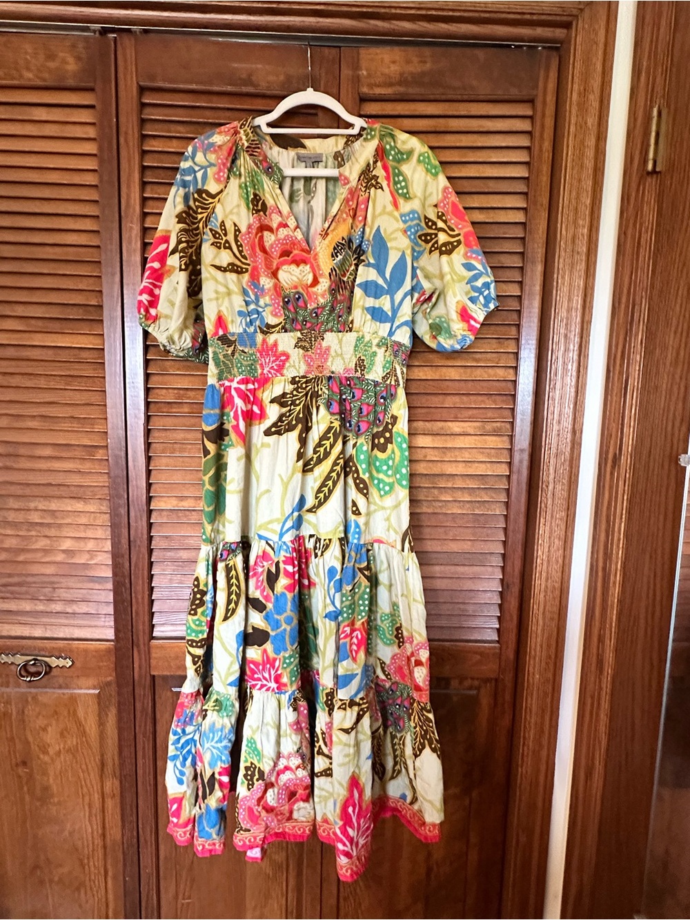 Conditions Apply for Anthropologie Multicolor Floral Tiered Maxi Dress size 14 - Picture 7 of 15